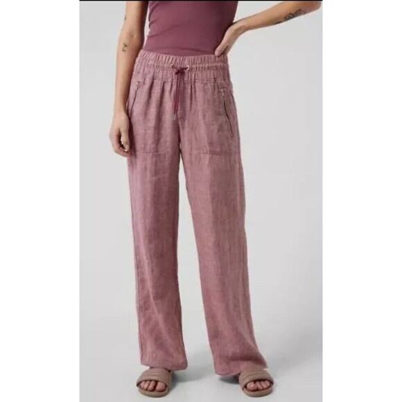 Athleta Pants - Athleta 14 Cabo Linen Wide Leg Pant Tawny Rose  #447244